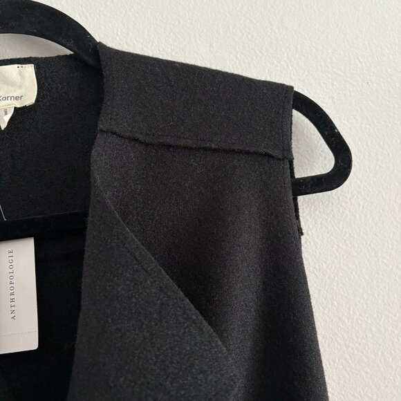 TheKorner Anthropologie One Size Black Wool Blend Belted Flora Longline Vest NWT - Picture 9 of 15